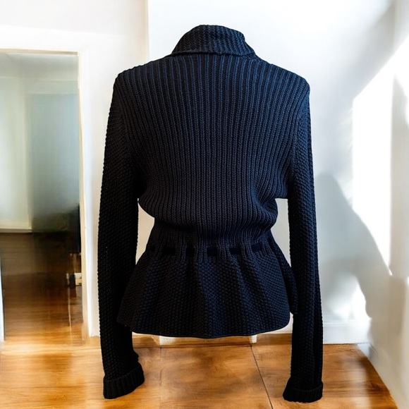 NEW LRL Ralph Lauren Chunky Belted Peplum Shawl Cardigan Sweater Jacket S NWOT - Picture 5 of 16